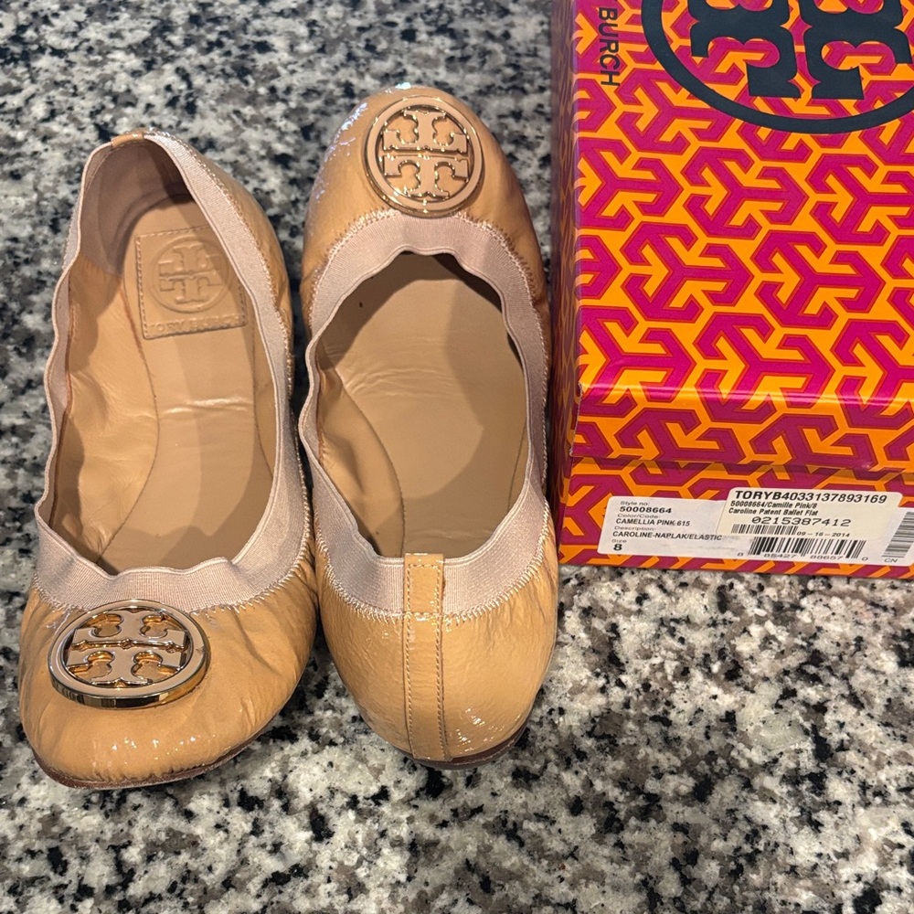 Tory Burch Beige Leather Flats